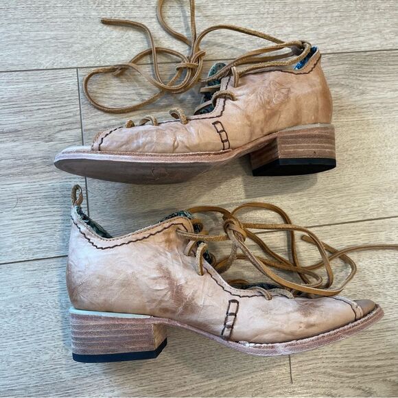 Freebird by Steven Peace Shoe Sandal Lace Up Leather Natural Women’s Size 9 - Picture 3 of 10